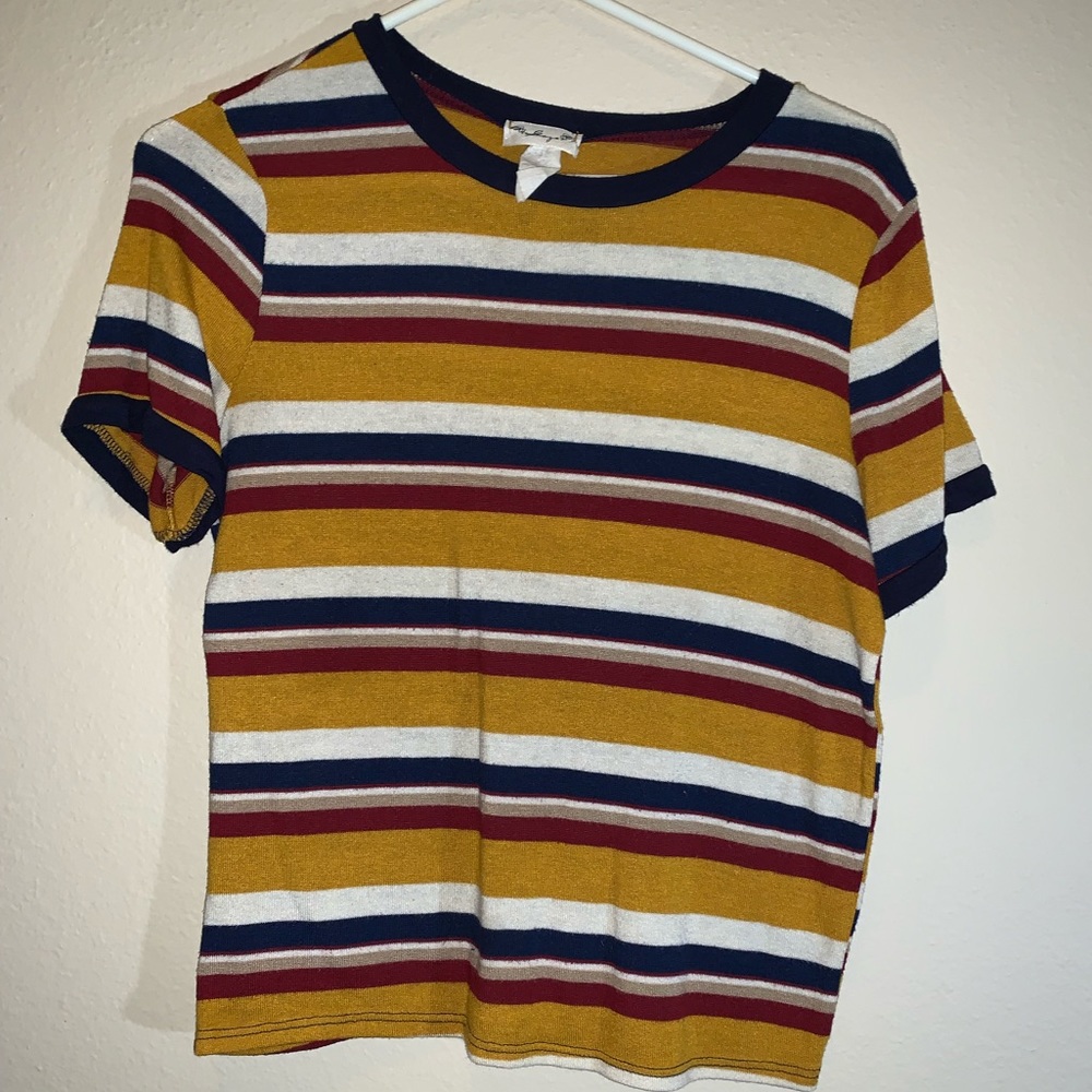Fall Colored Striped Crop Tee